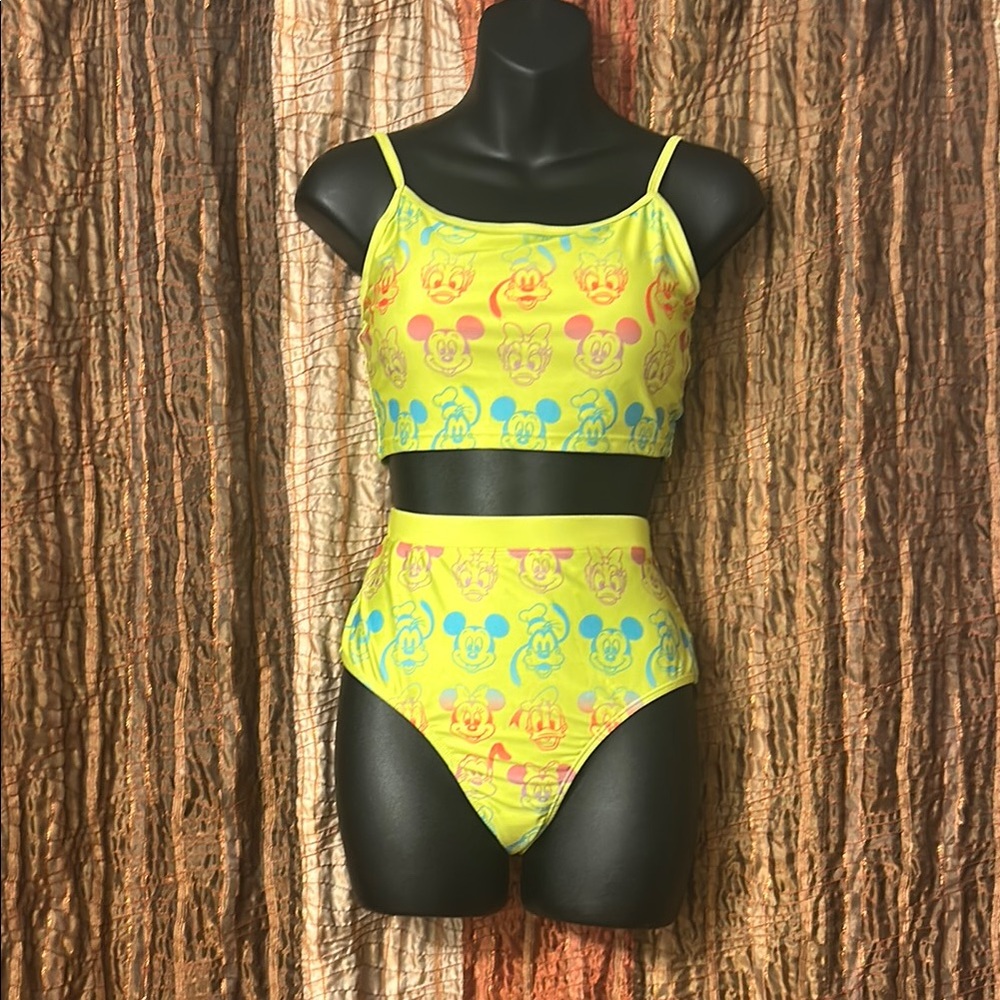 Disney Neon Cartoon Print Bikini Set